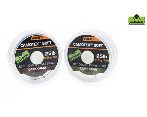 EDGES™ Camotex™ Soft - Dark Stiff 15lb - 20m  поводковый материал, в мягкой оплетке